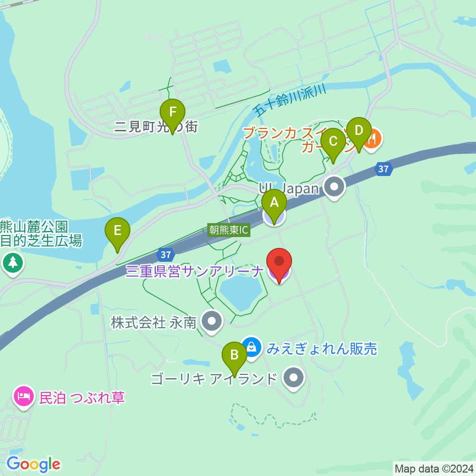 三重県営サンアリーナ周辺の駐車場・コインパーキング一覧地図