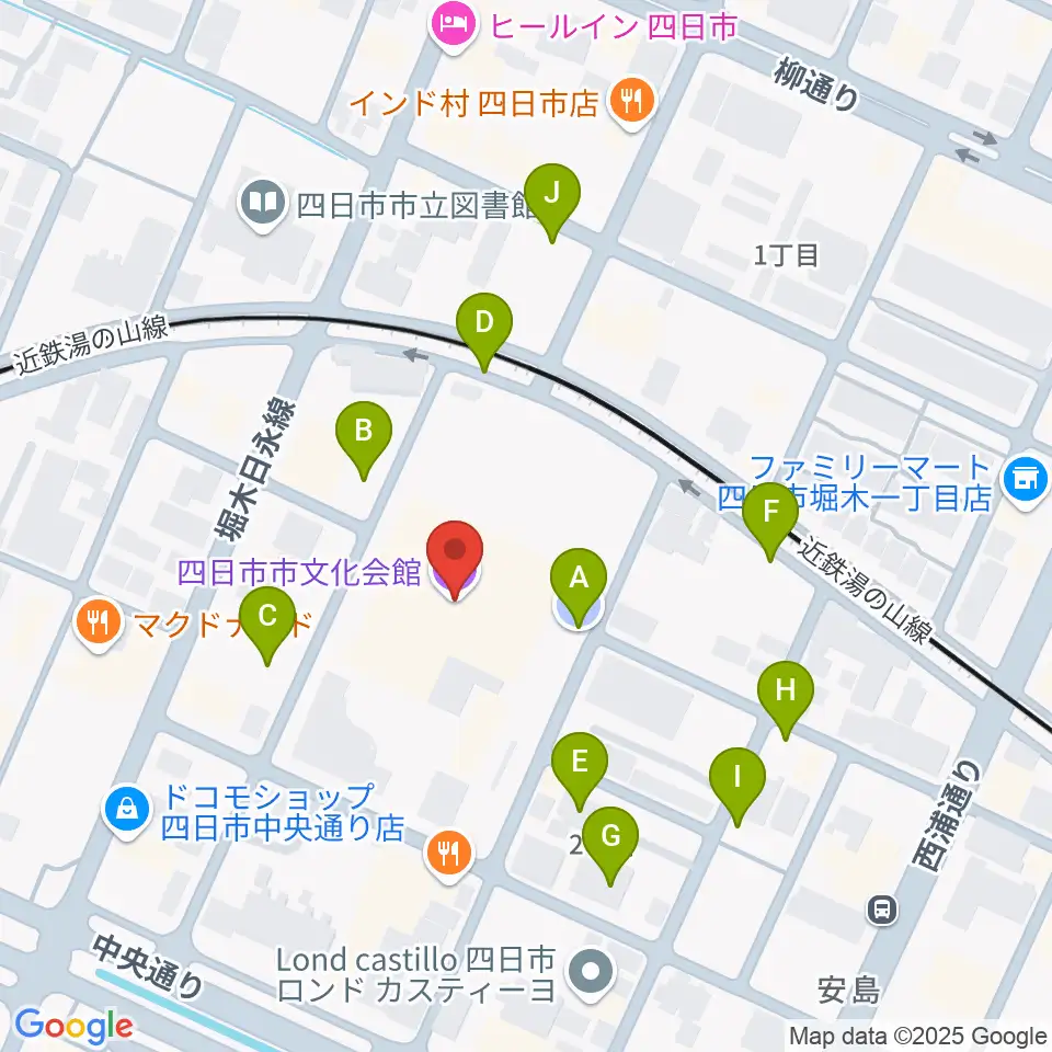 四日市市文化会館周辺の駐車場・コインパーキング一覧地図