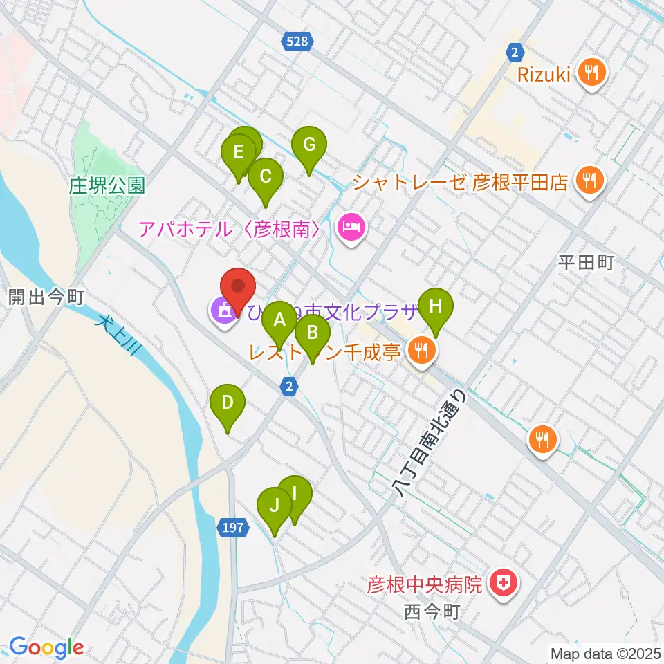 ひこね市文化プラザ周辺の駐車場・コインパーキング一覧地図