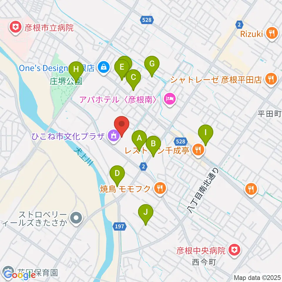 ひこね市文化プラザ周辺の駐車場・コインパーキング一覧地図
