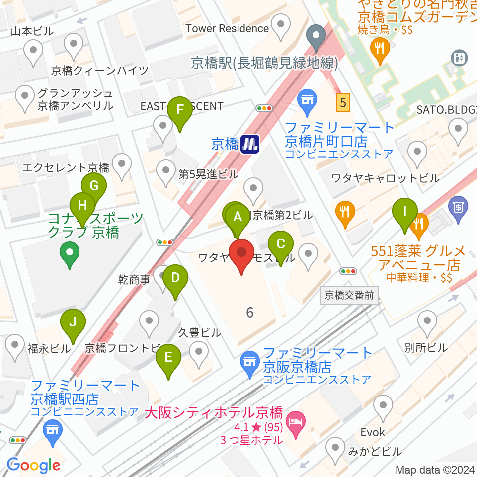羅い舞座 京橋劇場周辺の駐車場・コインパーキング一覧地図