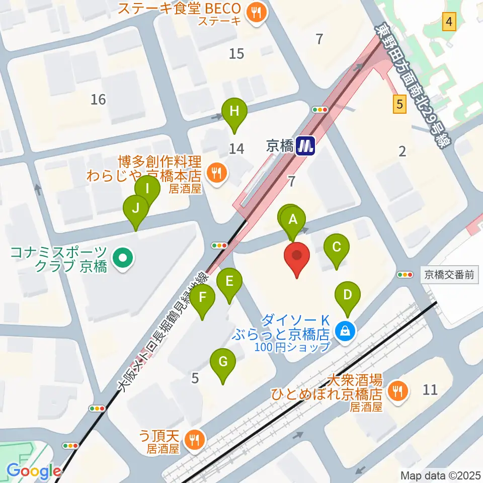羅い舞座 京橋劇場周辺の駐車場・コインパーキング一覧地図