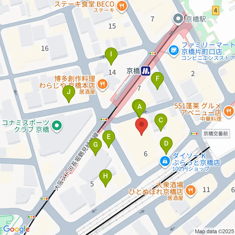 羅い舞座 京橋劇場周辺の駐車場・コインパーキング一覧地図