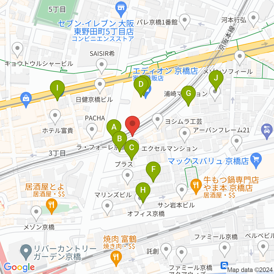 京橋ベロニカ周辺の駐車場・コインパーキング一覧地図