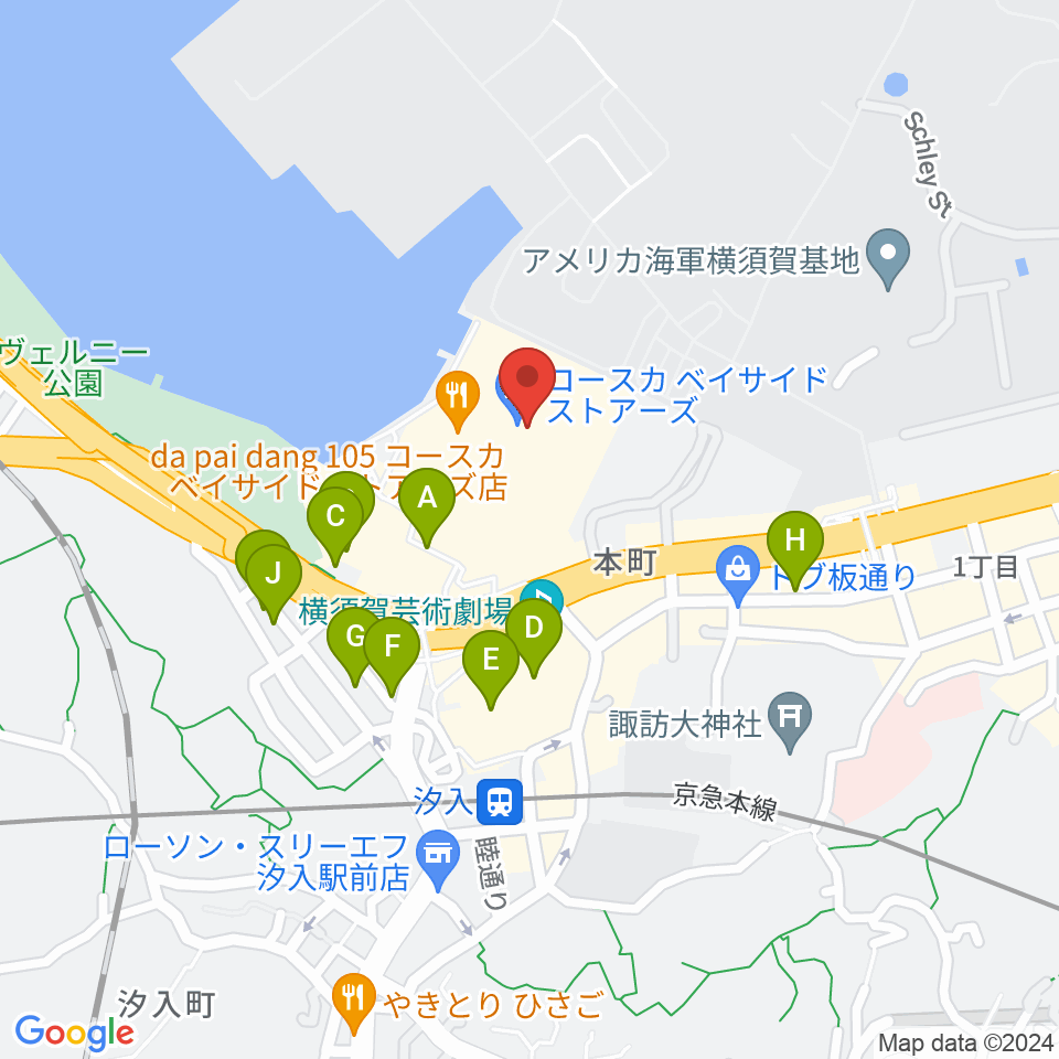 島村楽器 Coaska Bayside Stores横須賀店周辺の駐車場・コインパーキング一覧地図
