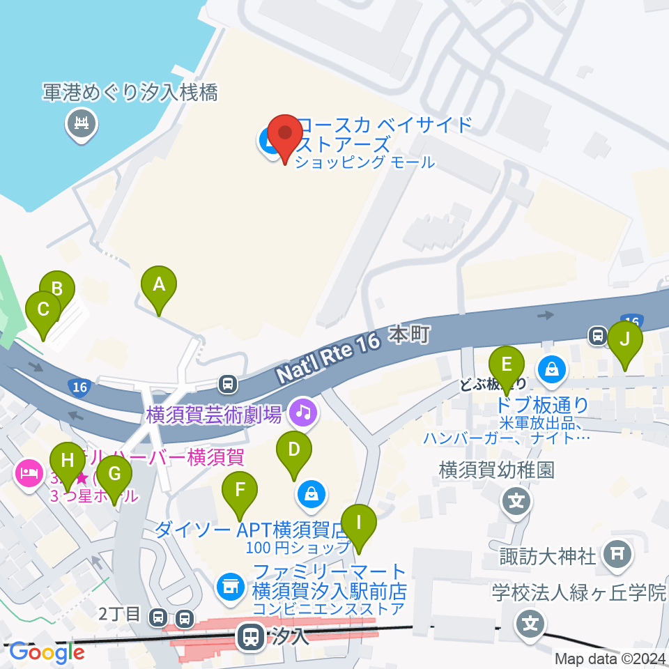 島村楽器 Coaska Bayside Stores横須賀店周辺の駐車場・コインパーキング一覧地図