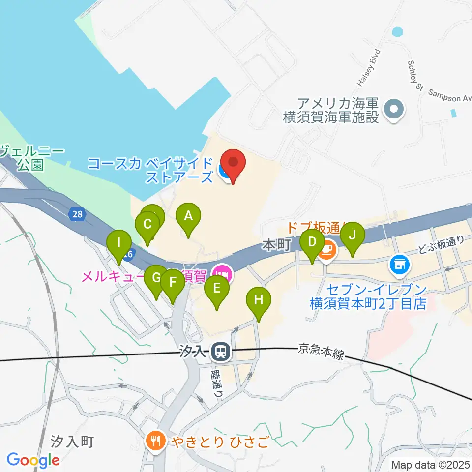 島村楽器 Coaska Bayside Stores横須賀店周辺の駐車場・コインパーキング一覧地図
