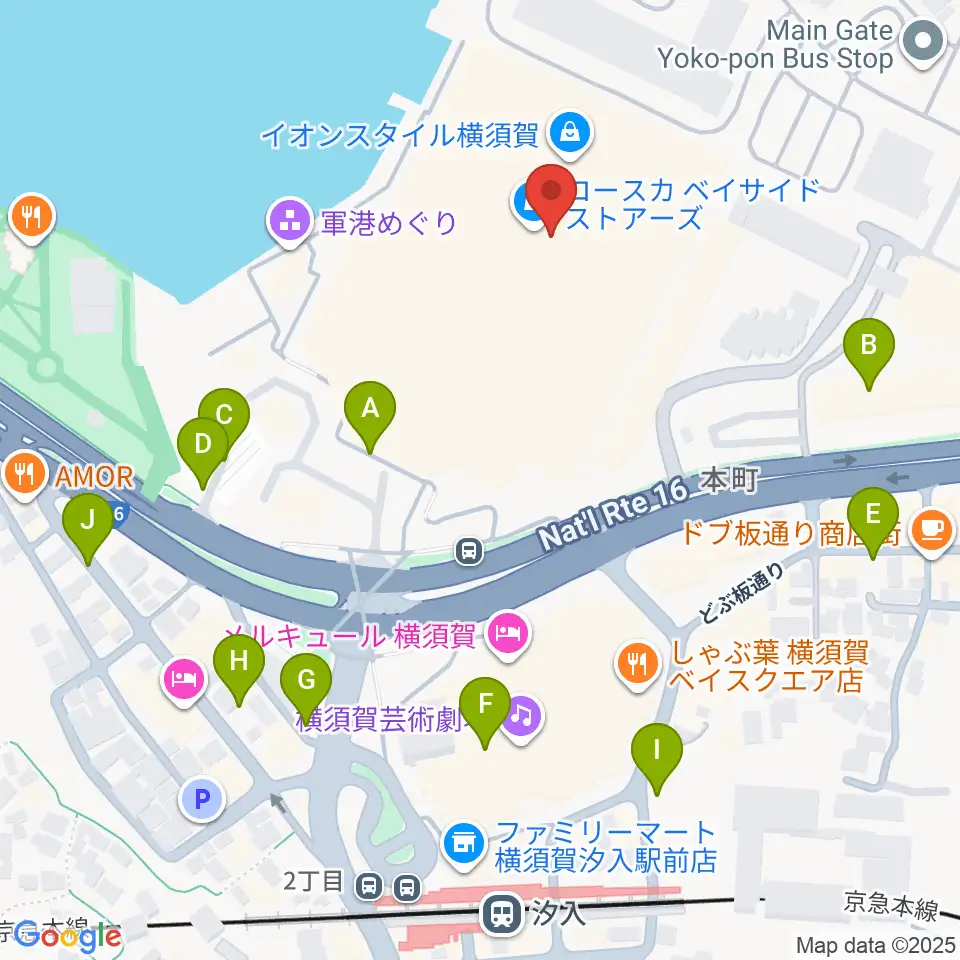島村楽器 Coaska Bayside Stores横須賀店周辺の駐車場・コインパーキング一覧地図
