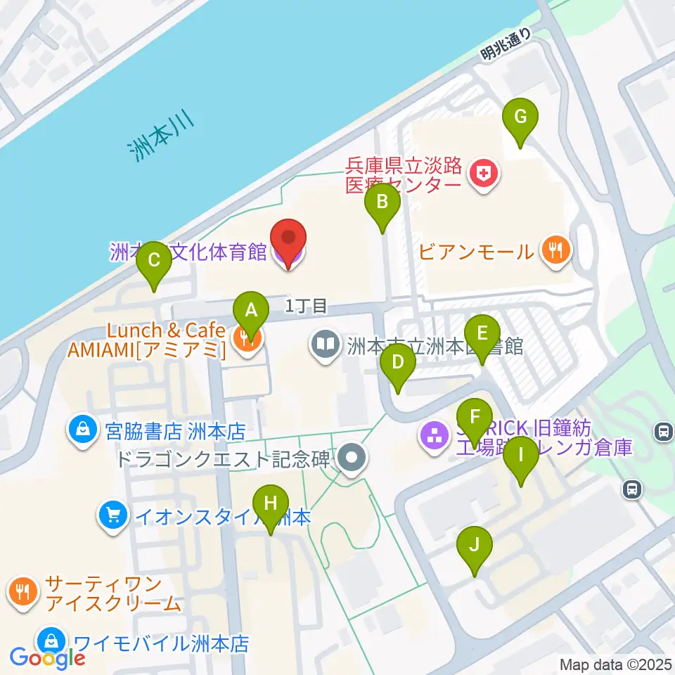 洲本市文化体育館周辺の駐車場・コインパーキング一覧地図
