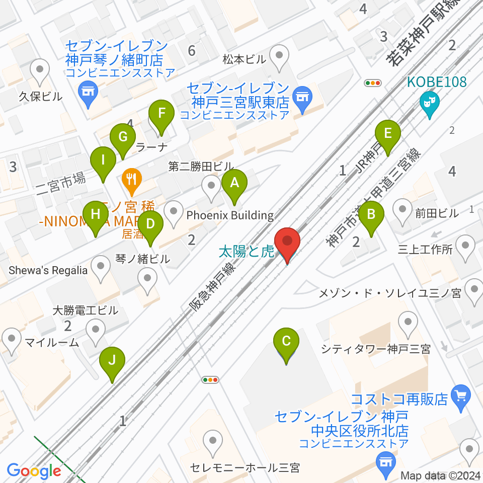 神戸 太陽と虎周辺の駐車場・コインパーキング一覧地図