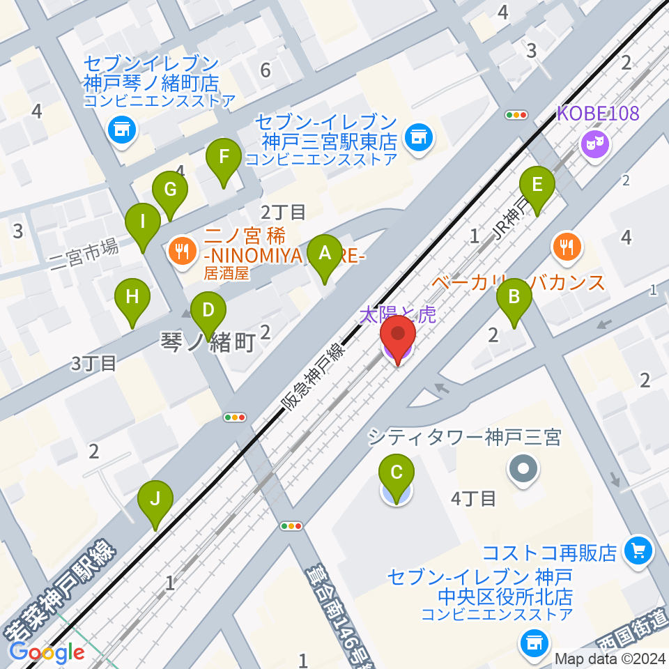 太陽と虎周辺の駐車場・コインパーキング一覧地図