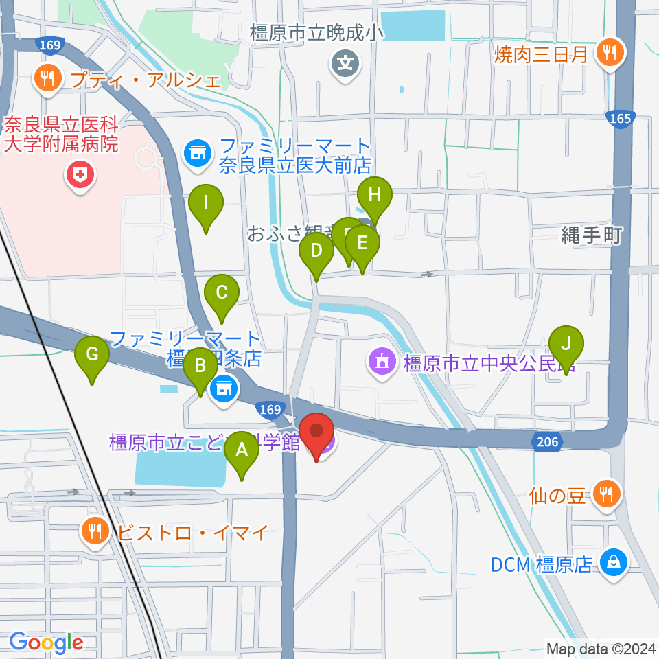 かしはら万葉ホール周辺の駐車場・コインパーキング一覧地図