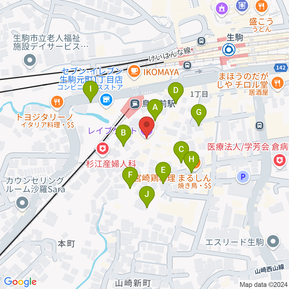 生駒RHEBGATE周辺の駐車場・コインパーキング一覧地図