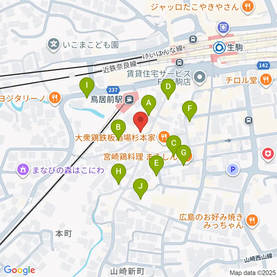 生駒RHEBGATE周辺の駐車場・コインパーキング一覧地図