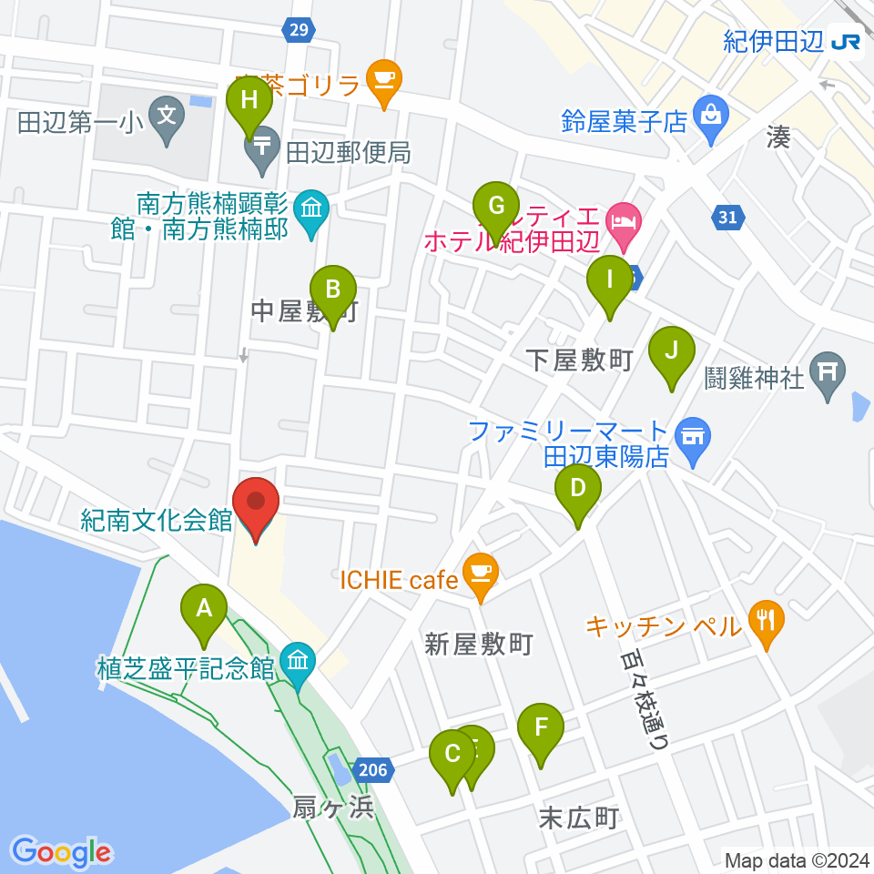 紀南文化会館周辺の駐車場・コインパーキング一覧地図