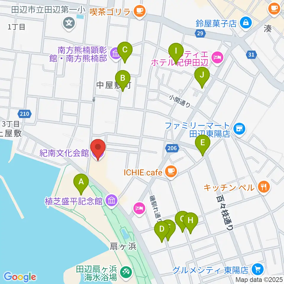 紀南文化会館周辺の駐車場・コインパーキング一覧地図