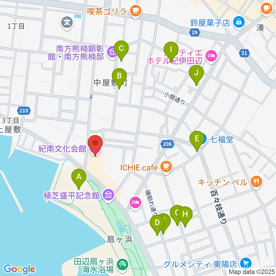 紀南文化会館周辺の駐車場・コインパーキング一覧地図