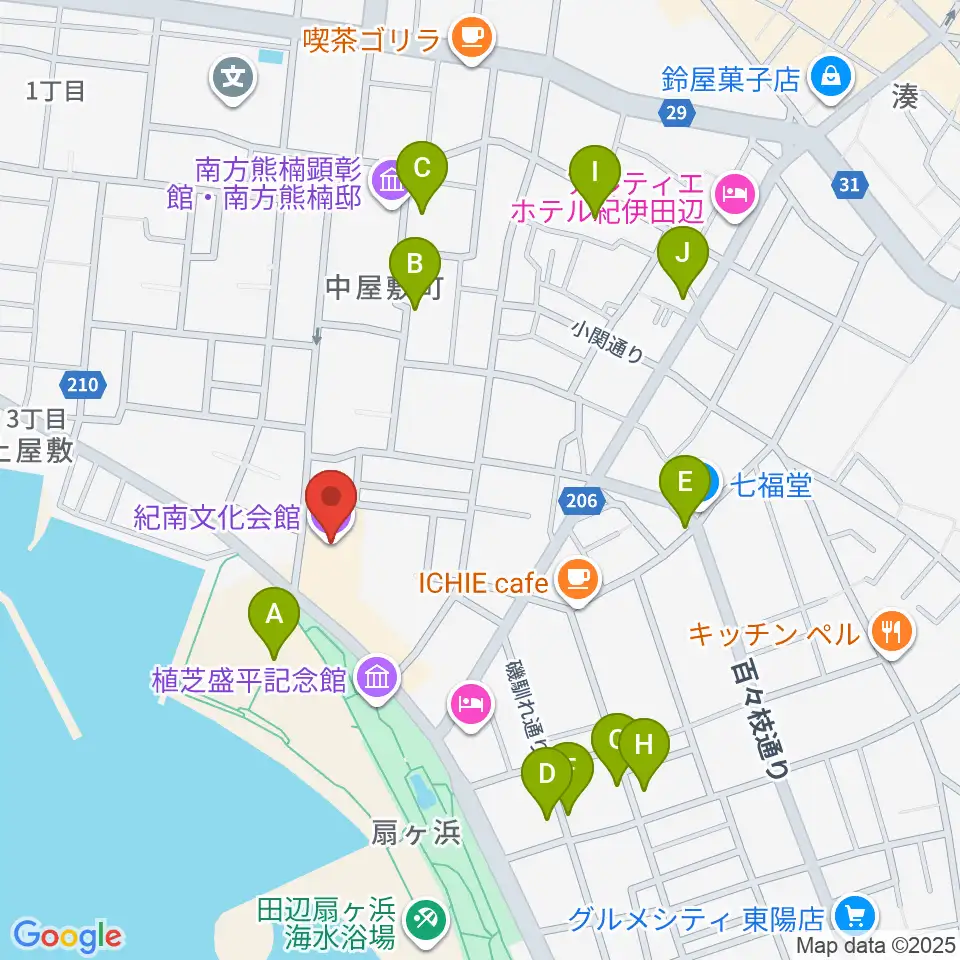 紀南文化会館周辺の駐車場・コインパーキング一覧地図