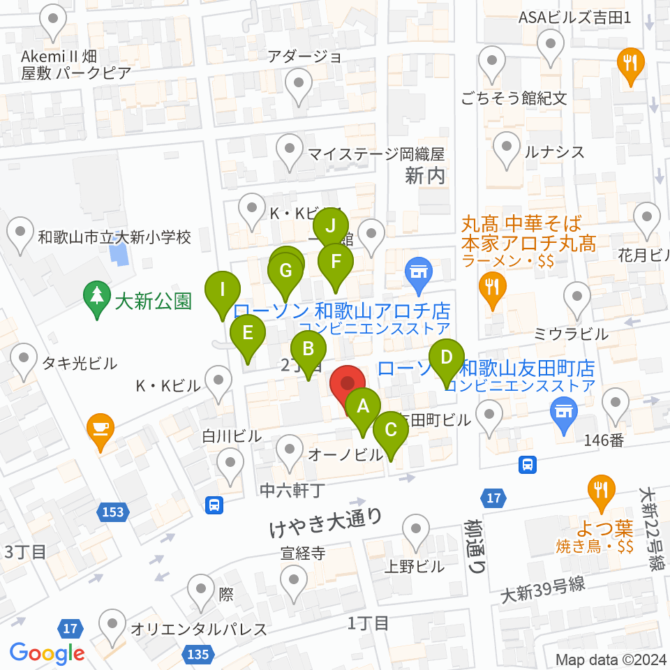 和歌山ビンテージ周辺の駐車場・コインパーキング一覧地図