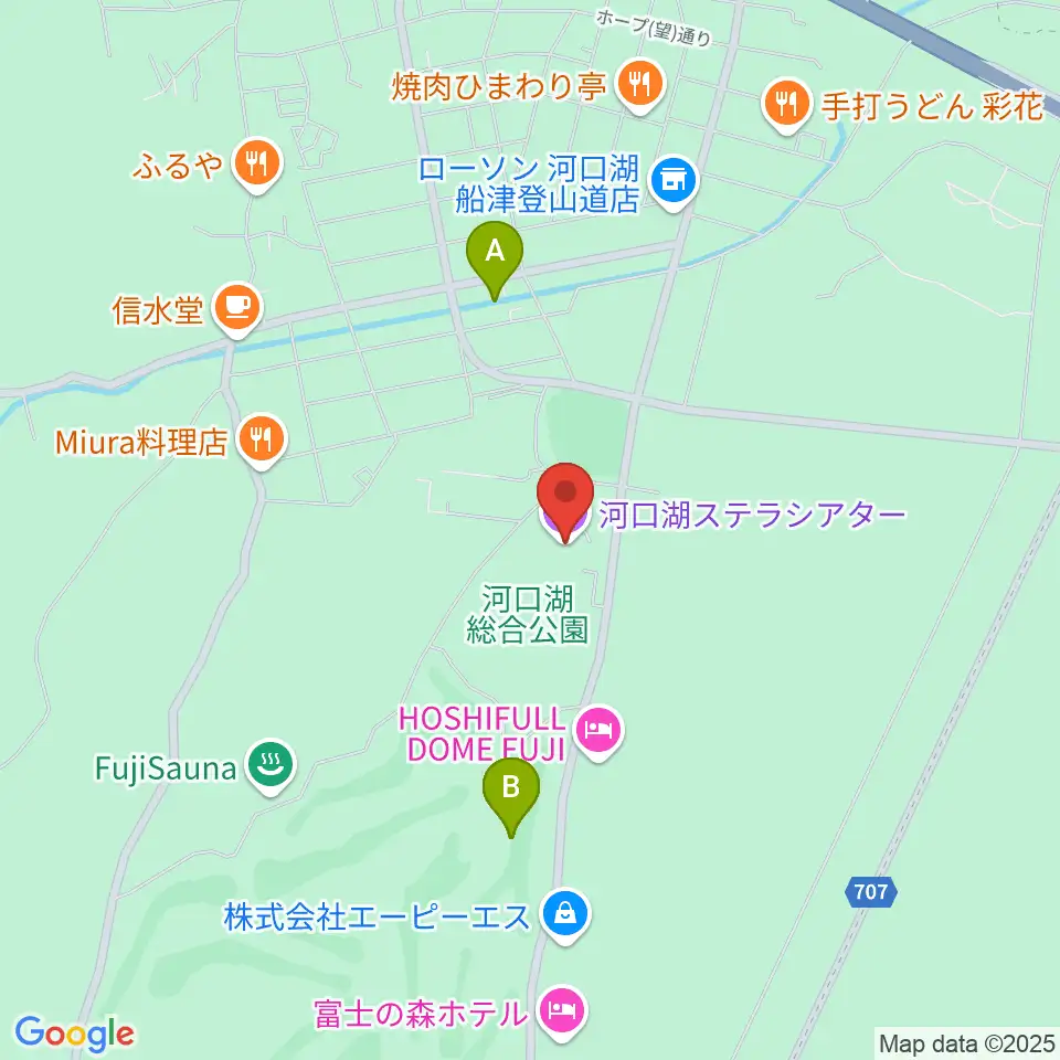 河口湖ステラシアター周辺の駐車場・コインパーキング一覧地図