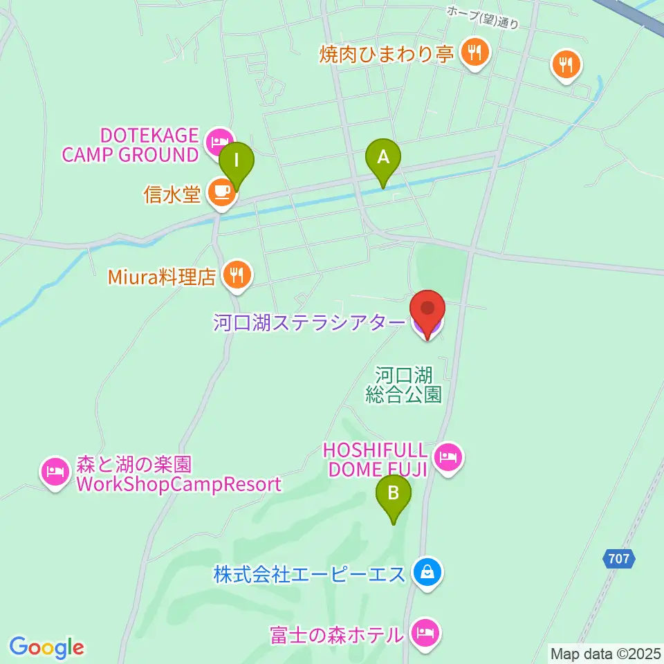 河口湖ステラシアター周辺の駐車場・コインパーキング一覧地図