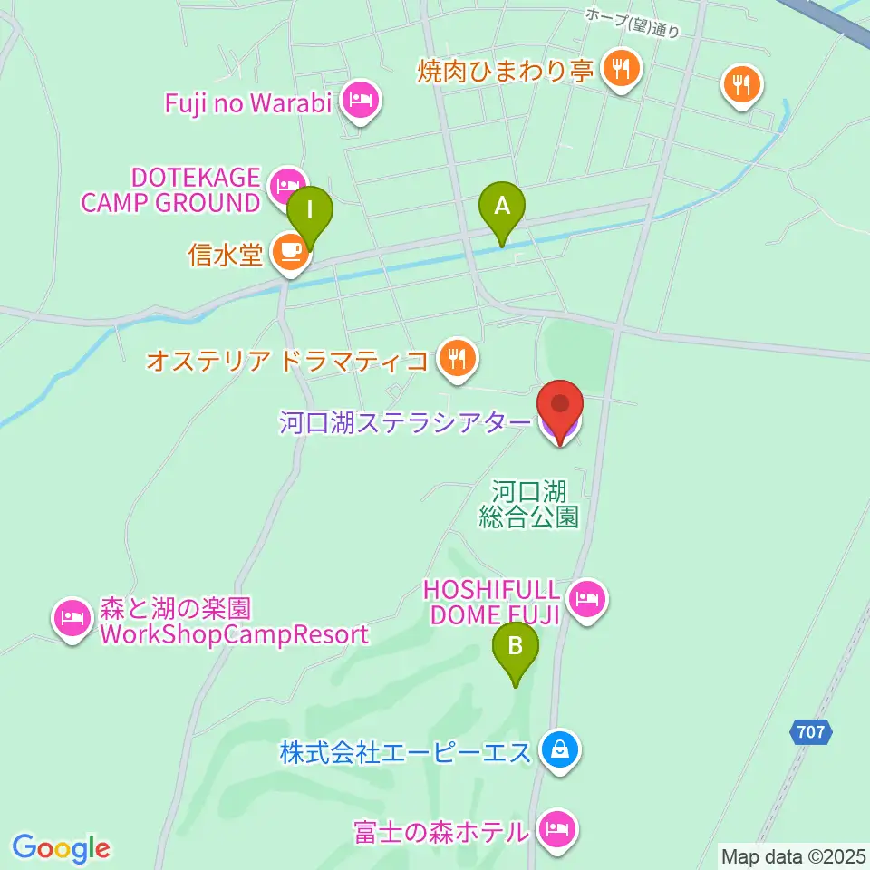 河口湖ステラシアター周辺の駐車場・コインパーキング一覧地図