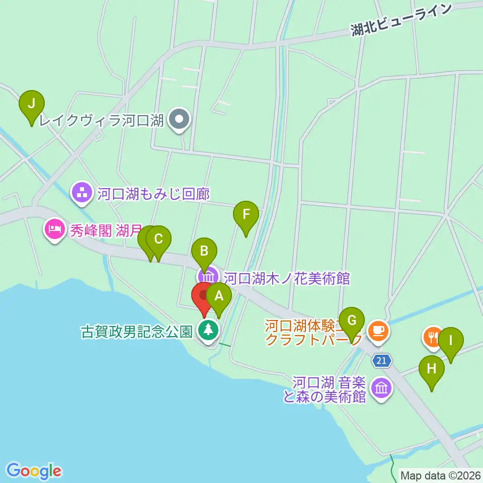 河口湖円形ホール 周辺の駐車場 コインパーキング一覧マップ