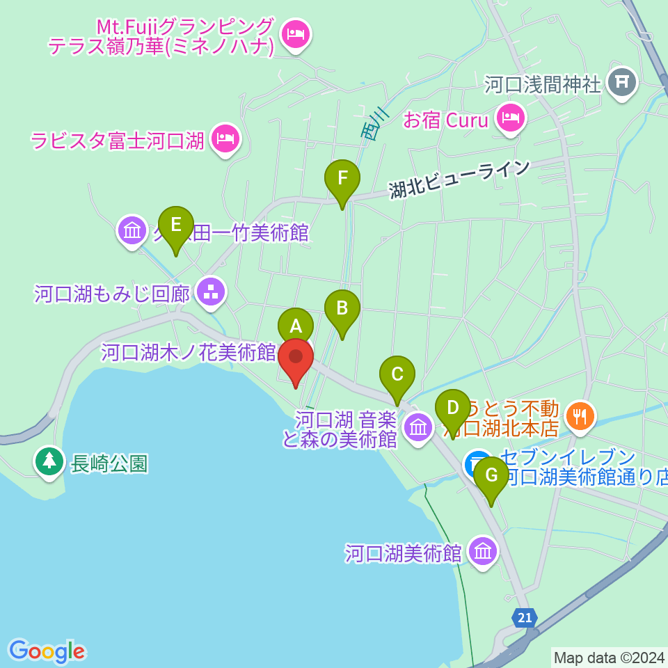 河口湖円形ホール周辺の駐車場・コインパーキング一覧地図