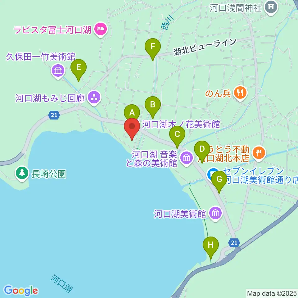 河口湖円形ホール周辺の駐車場・コインパーキング一覧地図