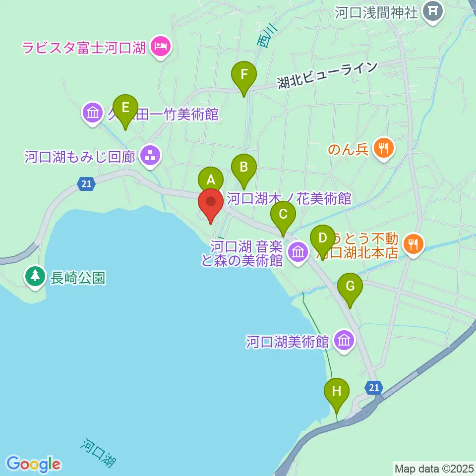 河口湖円形ホール周辺の駐車場・コインパーキング一覧地図