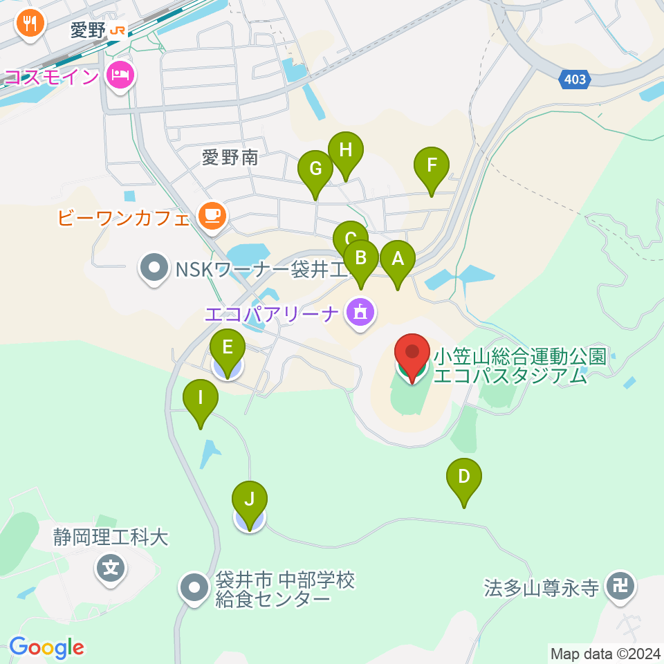 静岡エコパスタジアム周辺の駐車場・コインパーキング一覧地図