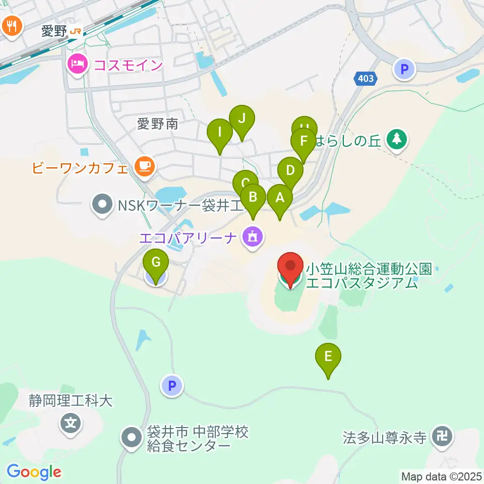 静岡エコパスタジアム周辺の駐車場・コインパーキング一覧地図