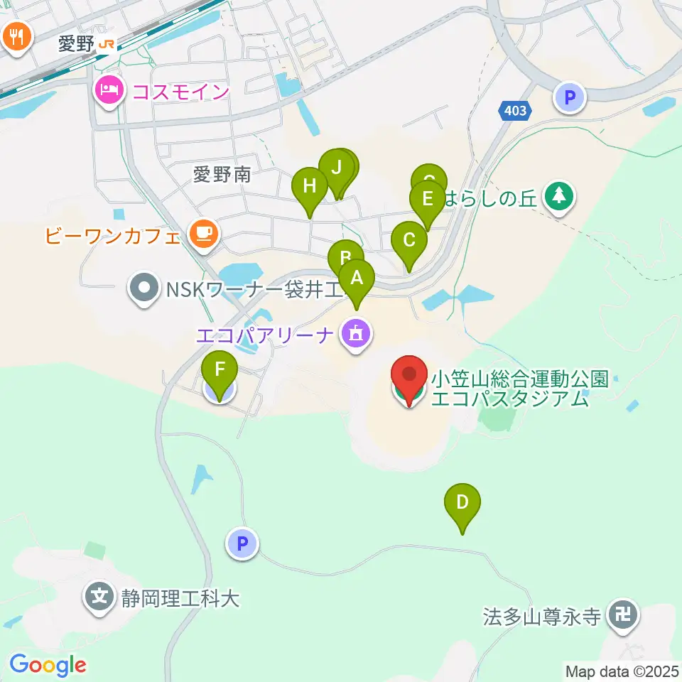 静岡エコパスタジアム周辺の駐車場・コインパーキング一覧地図