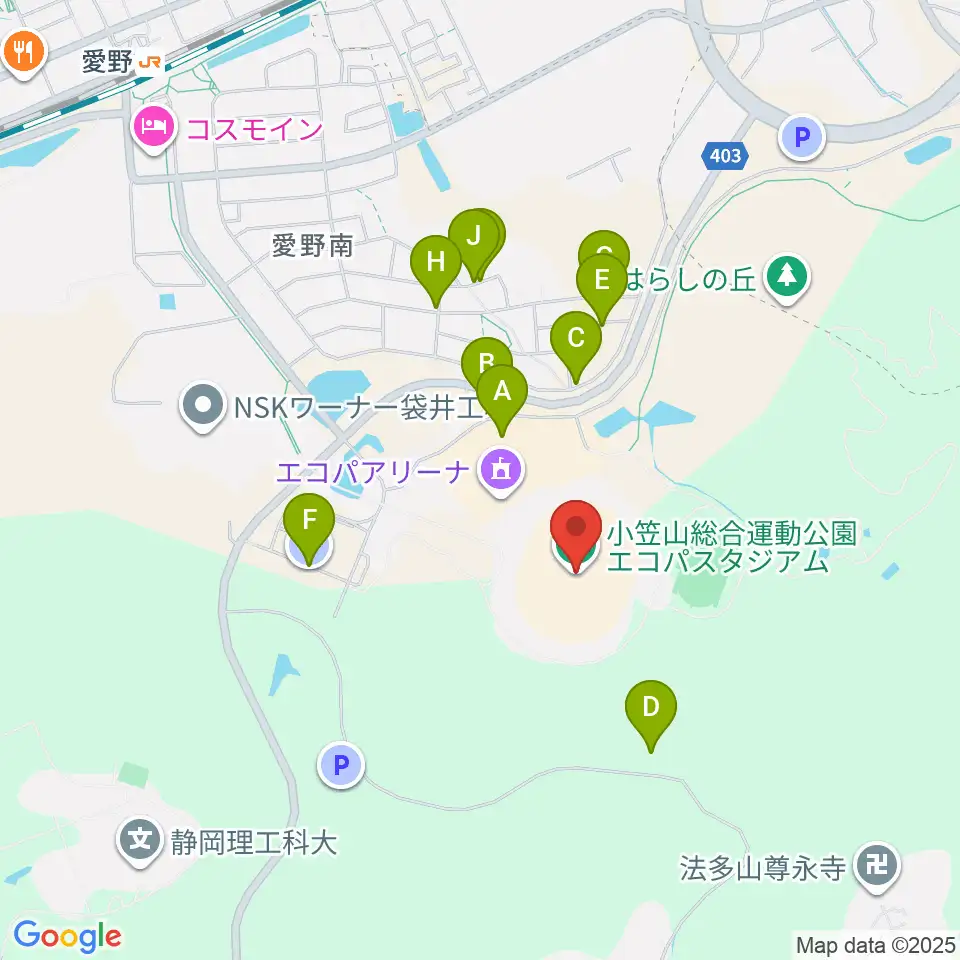 静岡エコパスタジアム周辺の駐車場・コインパーキング一覧地図