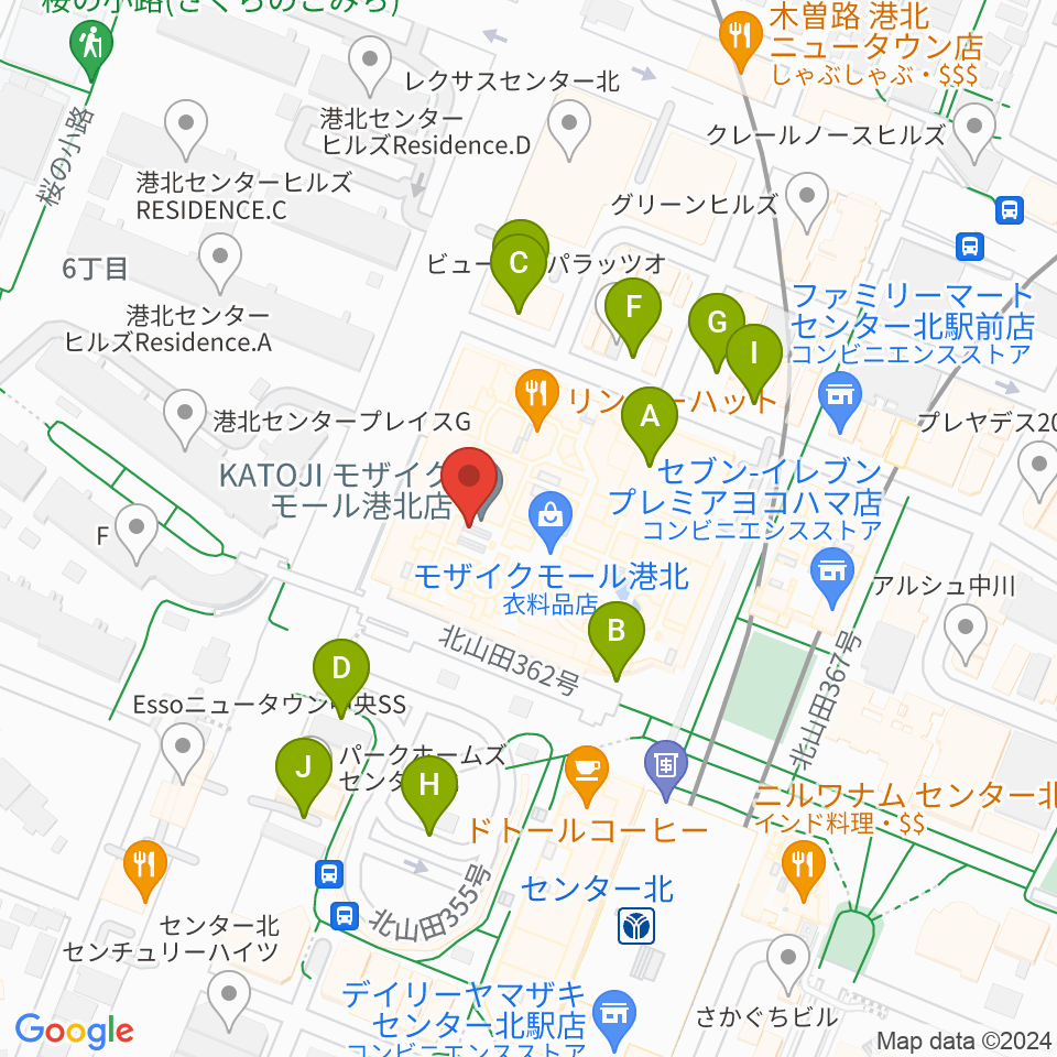島村楽器 モザイクモール港北店周辺の駐車場・コインパーキング一覧地図