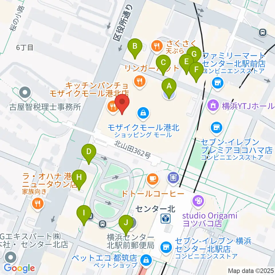 島村楽器 モザイクモール港北店周辺の駐車場・コインパーキング一覧地図