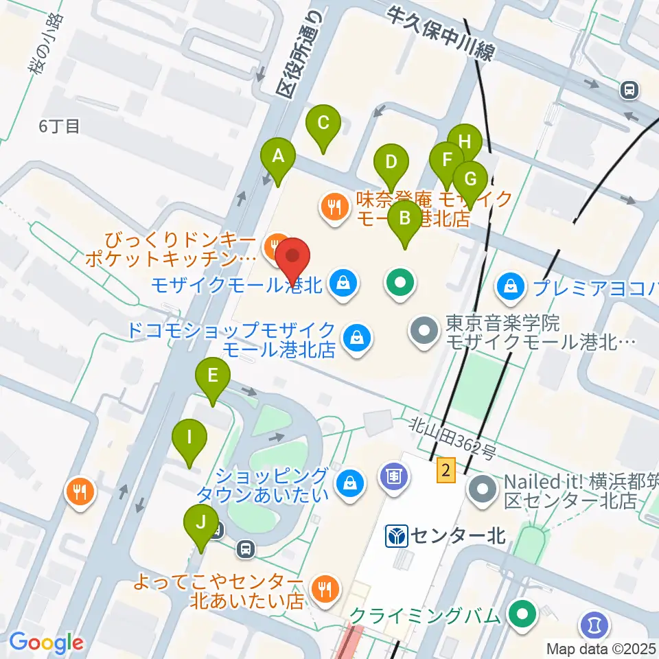 島村楽器 モザイクモール港北店周辺の駐車場・コインパーキング一覧地図