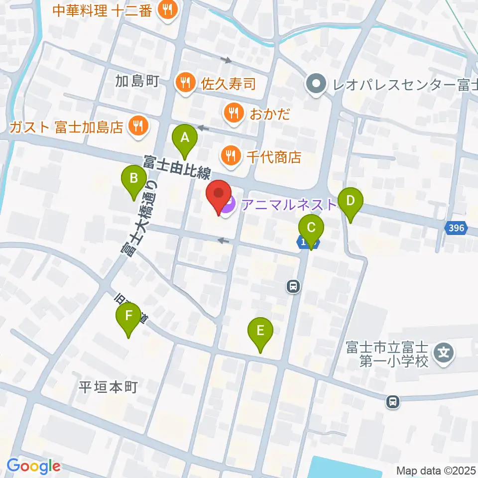 富士アニマルネスト周辺の駐車場・コインパーキング一覧地図