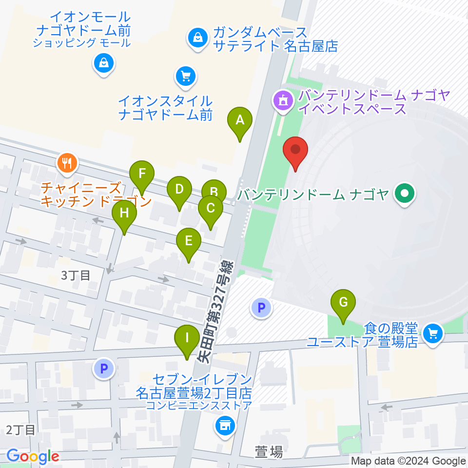 バンテリンドーム ナゴヤ周辺の駐車場・コインパーキング一覧地図