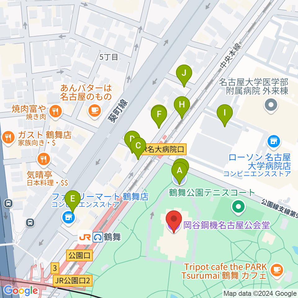 岡谷鋼機名古屋公会堂周辺の駐車場・コインパーキング一覧地図