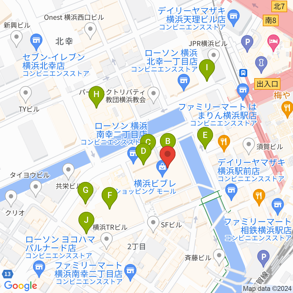 島村楽器 横浜ビブレ店周辺の駐車場・コインパーキング一覧地図