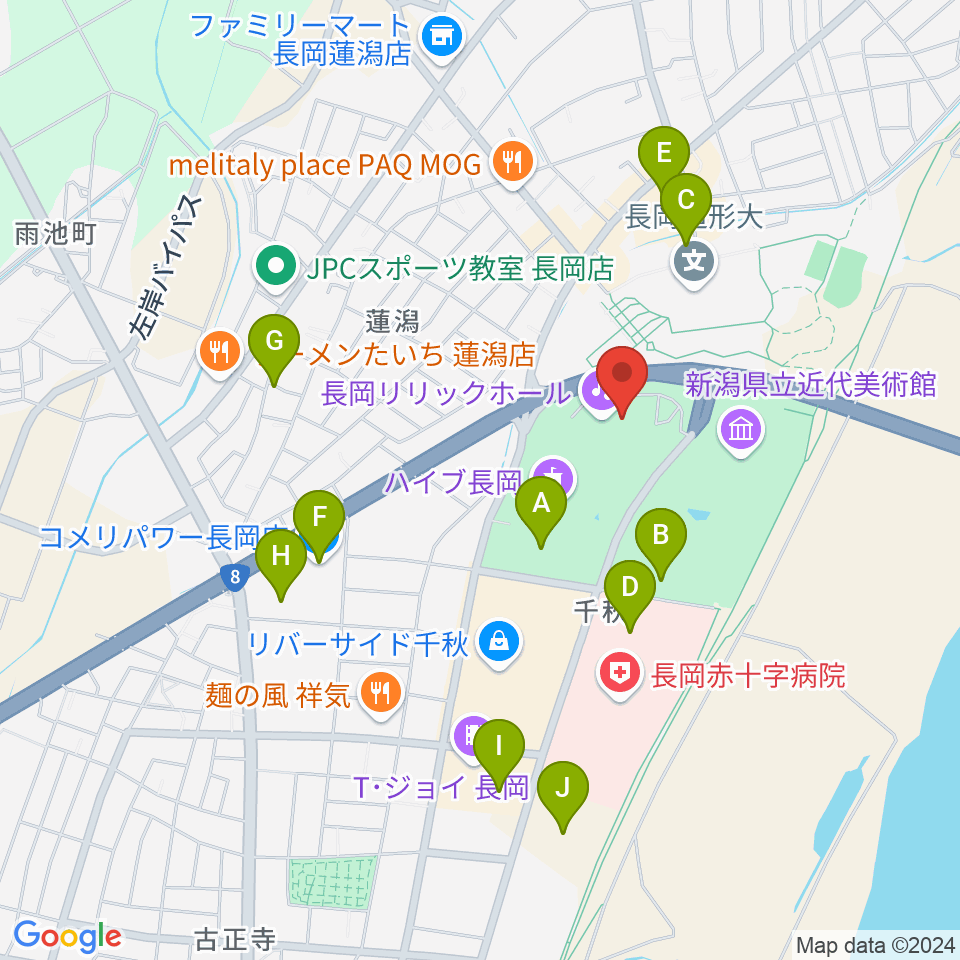 長岡リリックホール周辺の駐車場・コインパーキング一覧地図