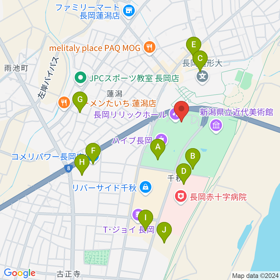 長岡リリックホール周辺の駐車場・コインパーキング一覧地図