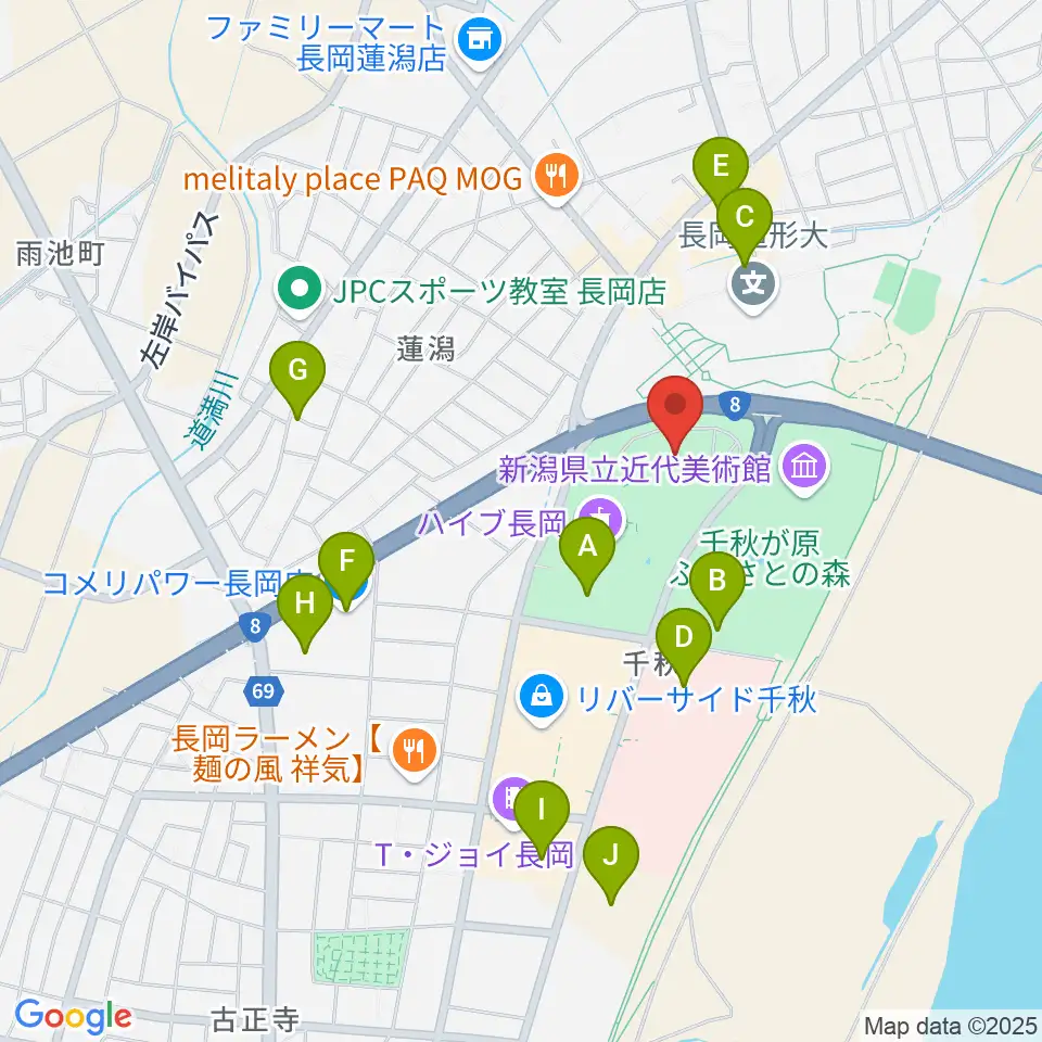 長岡リリックホール周辺の駐車場・コインパーキング一覧地図