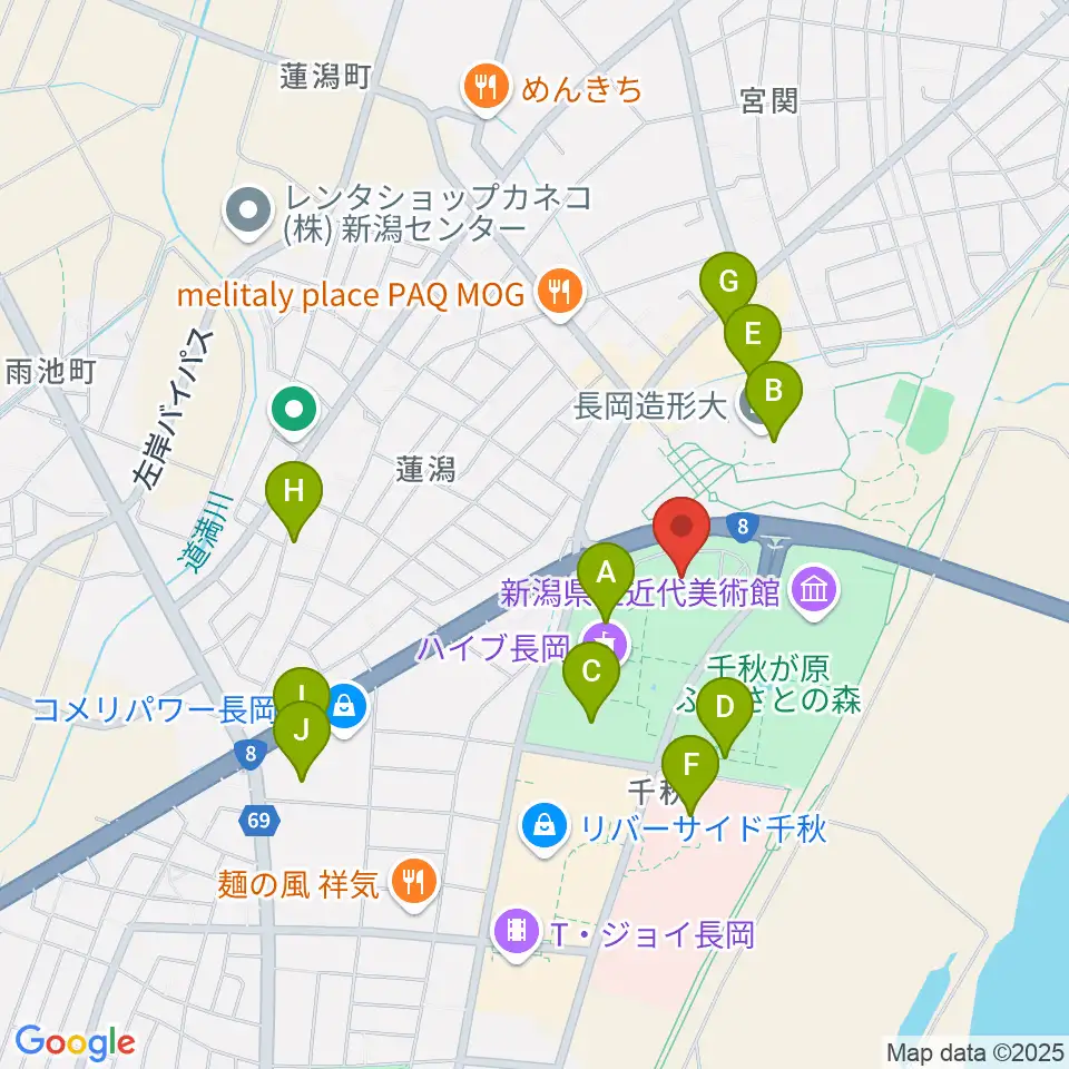 長岡リリックホール周辺の駐車場・コインパーキング一覧地図