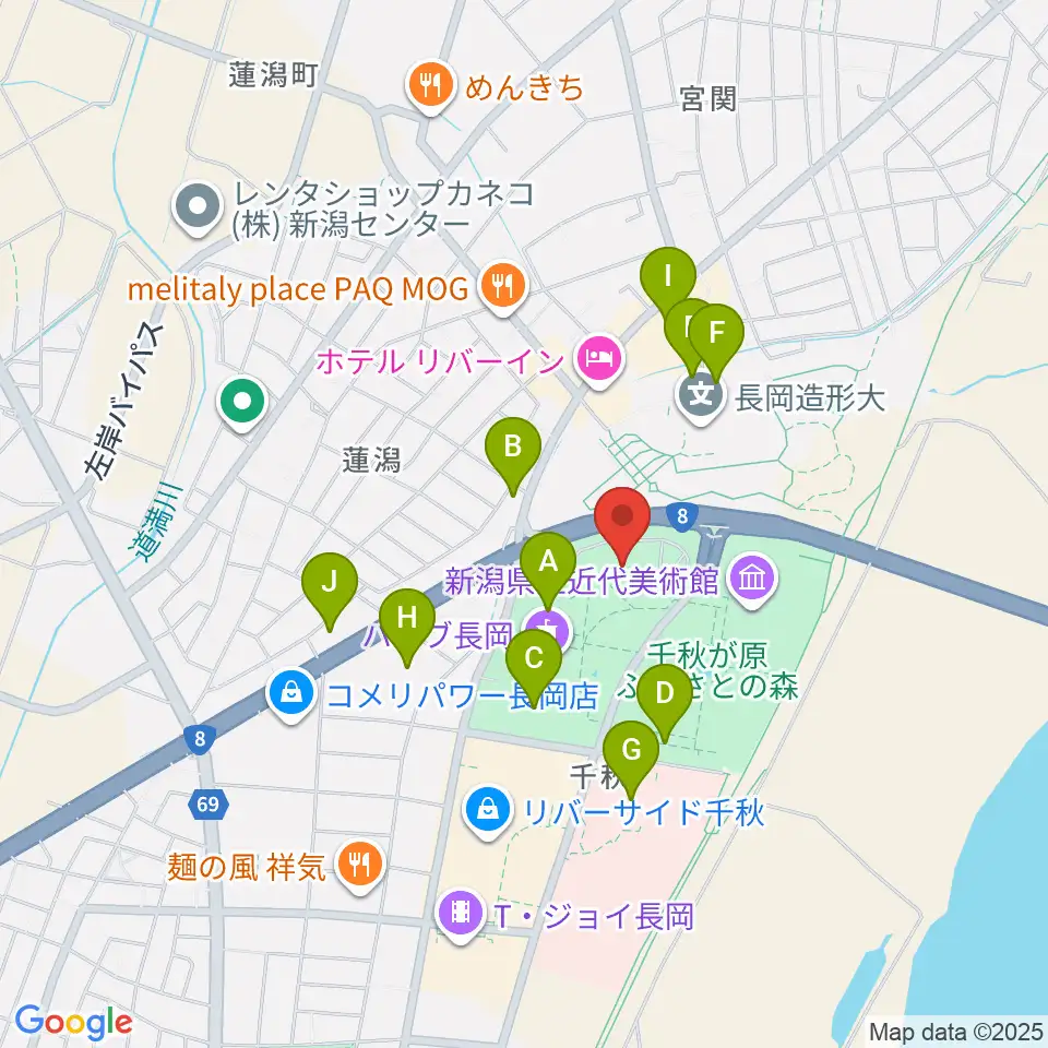 長岡リリックホール周辺の駐車場・コインパーキング一覧地図