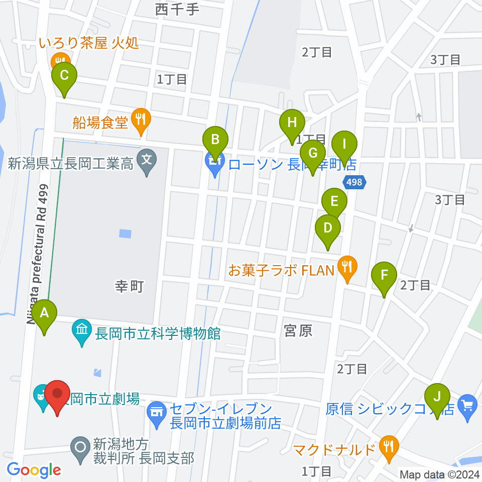 長岡市立劇場周辺の駐車場・コインパーキング一覧地図