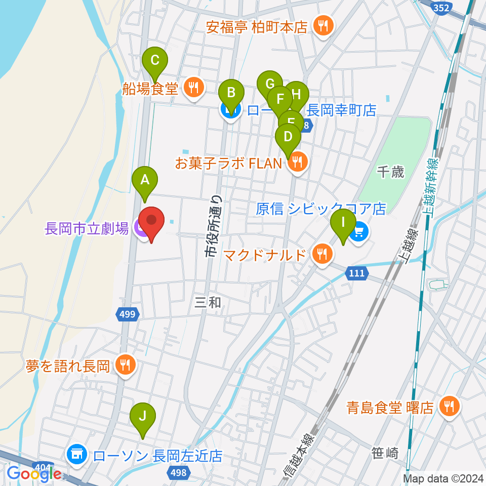 長岡市立劇場周辺の駐車場・コインパーキング一覧地図