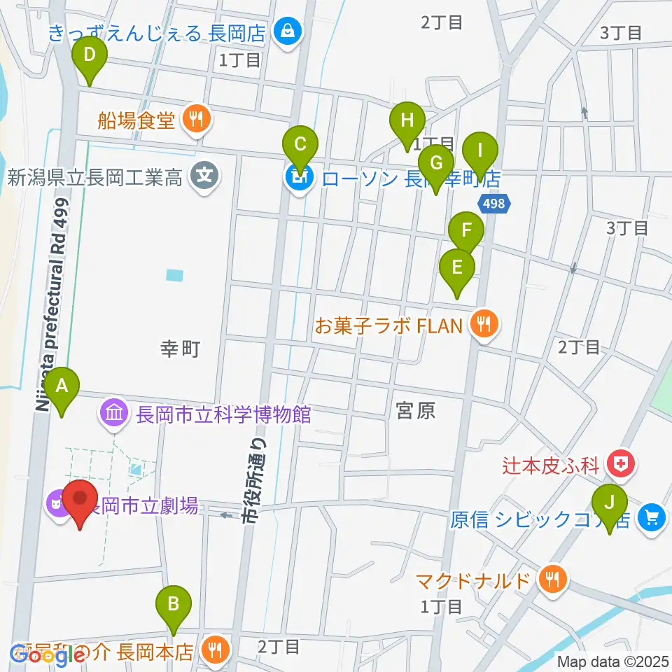 長岡市立劇場周辺の駐車場・コインパーキング一覧地図