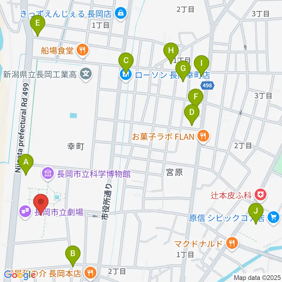 長岡市立劇場周辺の駐車場・コインパーキング一覧地図